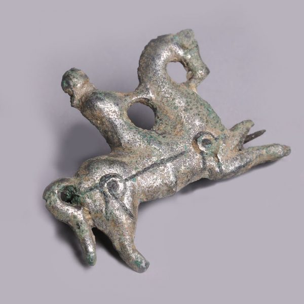 Romano-Celtic Tinned Bronze Horse-And-Rider Brooch