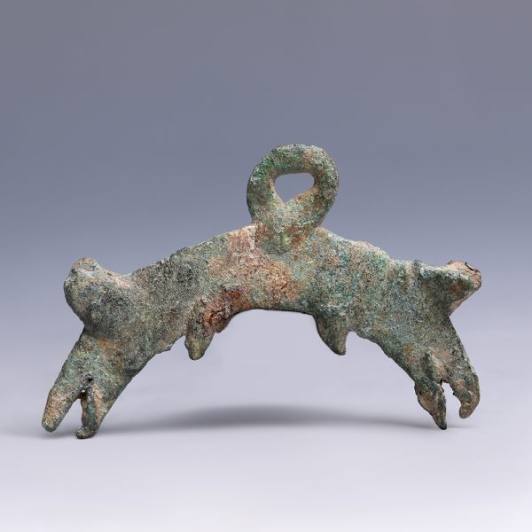Luristan Bronze Double-Headed Zoomorphic Pendant