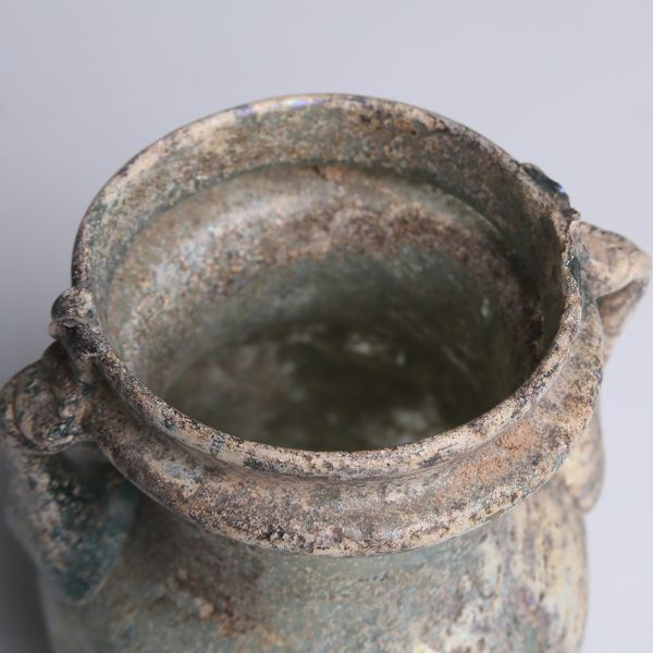Roman Green Glass Jar with Handles