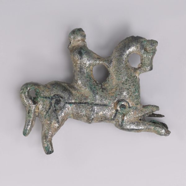 Romano-Celtic Tinned Bronze Horse-And-Rider Brooch