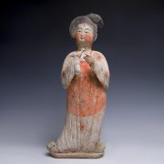 Tang Dynasty Court Lady Figurine Holding a Bird
