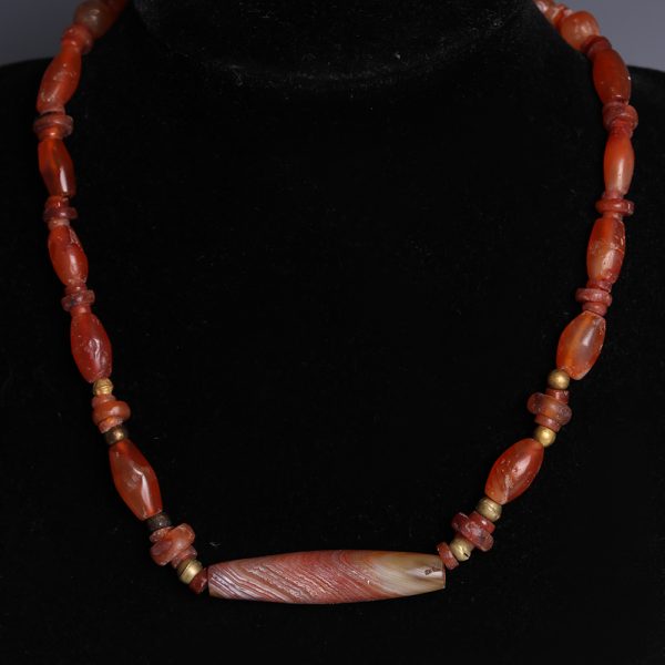 Western Asiatic Carnelian and Gold Bead Necklace