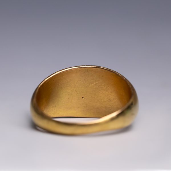 Ancient Roman Gold Ring with Carnelian Intaglio of Bacchus