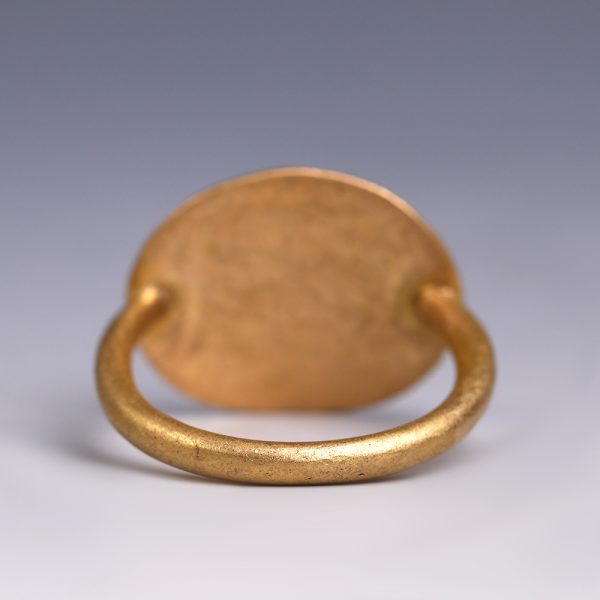 Ancient Roman Gold Signet Ring with Zeus Serapis