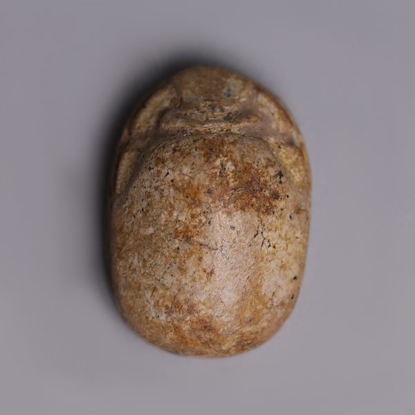 Egyptian Steatite Hyksos-Period Scarab with Apotropaic Signs