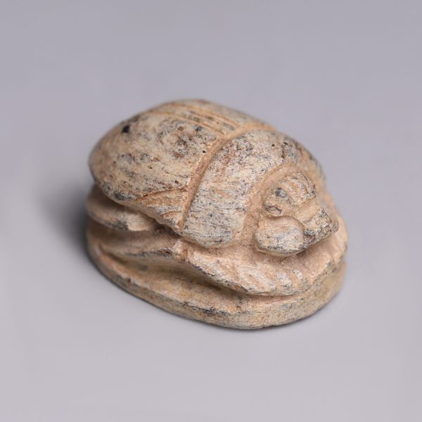 Egyptian Steatite Scarab with Harpokrates