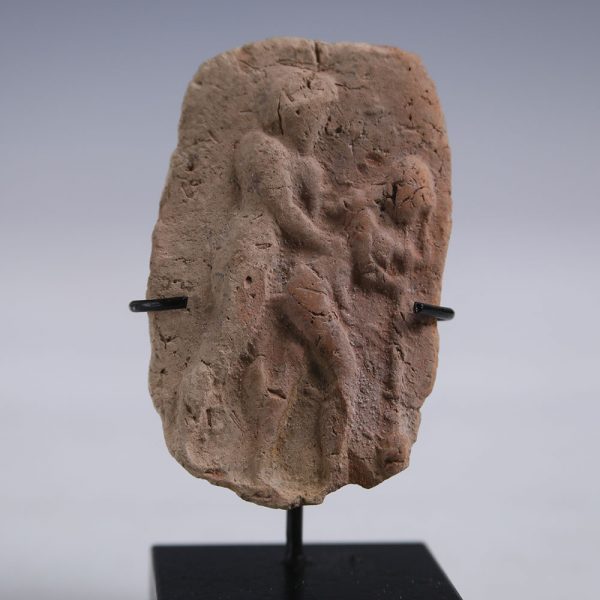 Old Babylonian Fired Clay Plaque of Erotic Beer Drinking Scene