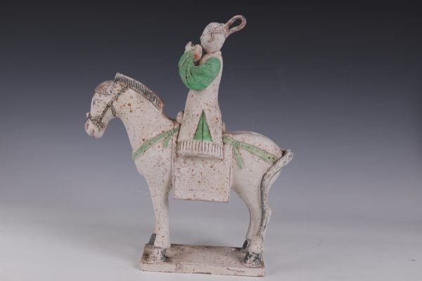 Sui Dynasty Polychromic Statuette of a Female Parade Musician on Horse