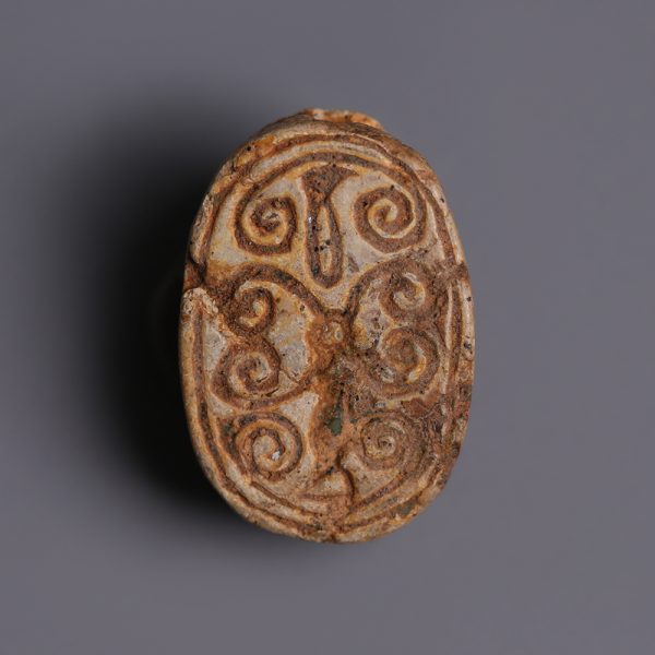 Egyptian Steatite Scarab with Scrolls