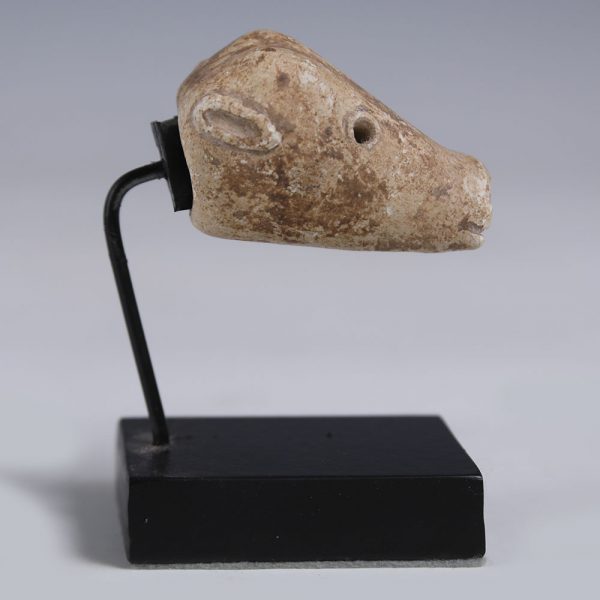 Old Babylonian Bull Head Alabaster Fragment