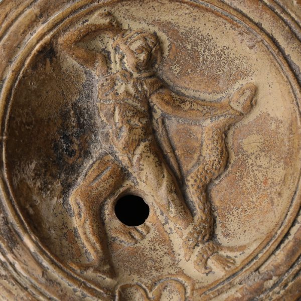 Roman Terracotta Oil Lamp with Hercules Fighting the Hydra