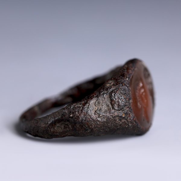 Ancient Roman Iron Ring with Jasper Intaglio