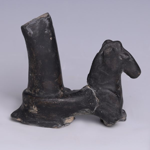 Bucchero-Ware Fragment of a Horse Shaped Handle