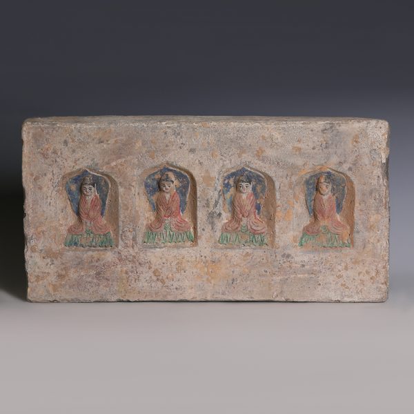 Chinese Northern Wei Brick with Four Seated Buddhas