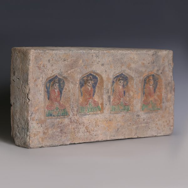 Chinese Northern Wei Brick with Four Seated Buddhas