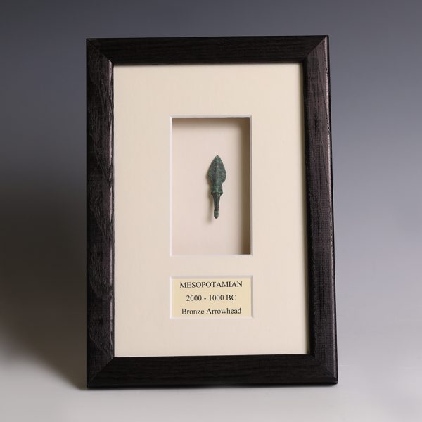 Framed Mesopotamian Bronze Bilobate Arrowhead