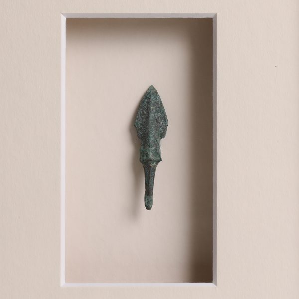 Framed Mesopotamian Bronze Bilobate Arrowhead