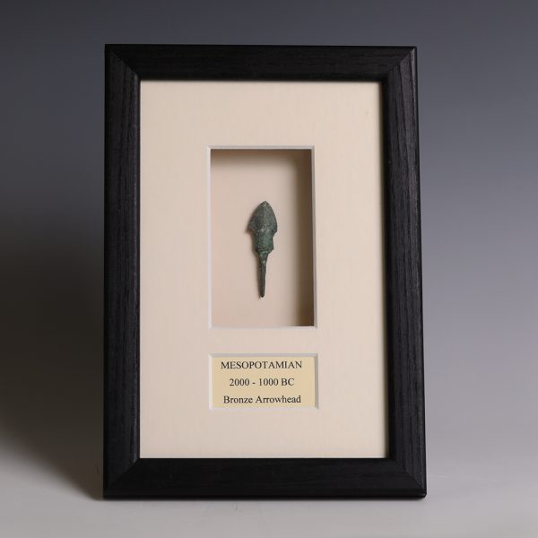Framed Mesopotamian Bronze Arrowhead