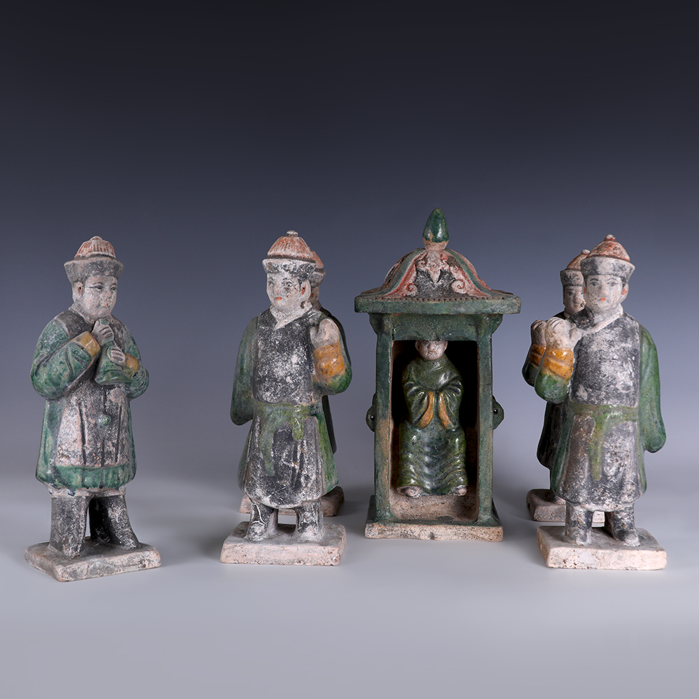 Ming Dynasty Glazed Attendants and Palanquin Ming Dynasty Glazed Attendants and Palanquin