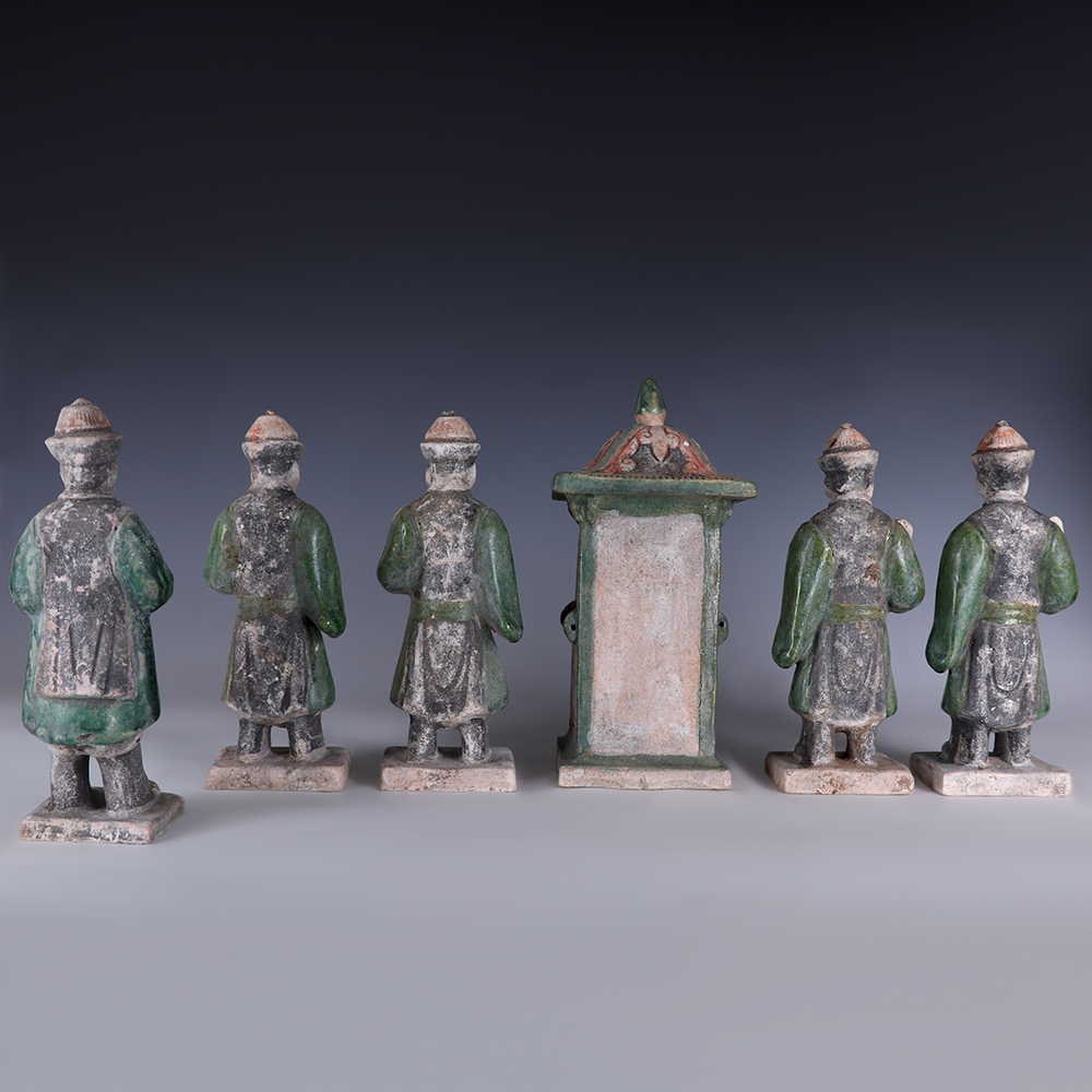 Ming Dynasty Glazed Attendants and Palanquin Ming Dynasty Glazed Attendants and Palanquin