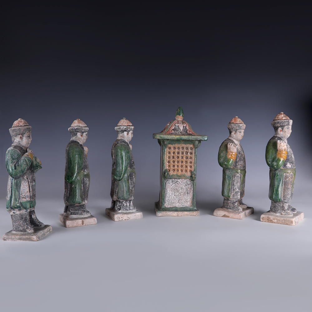 Ming Dynasty Glazed Attendants and Palanquin Ming Dynasty Glazed Attendants and Palanquin