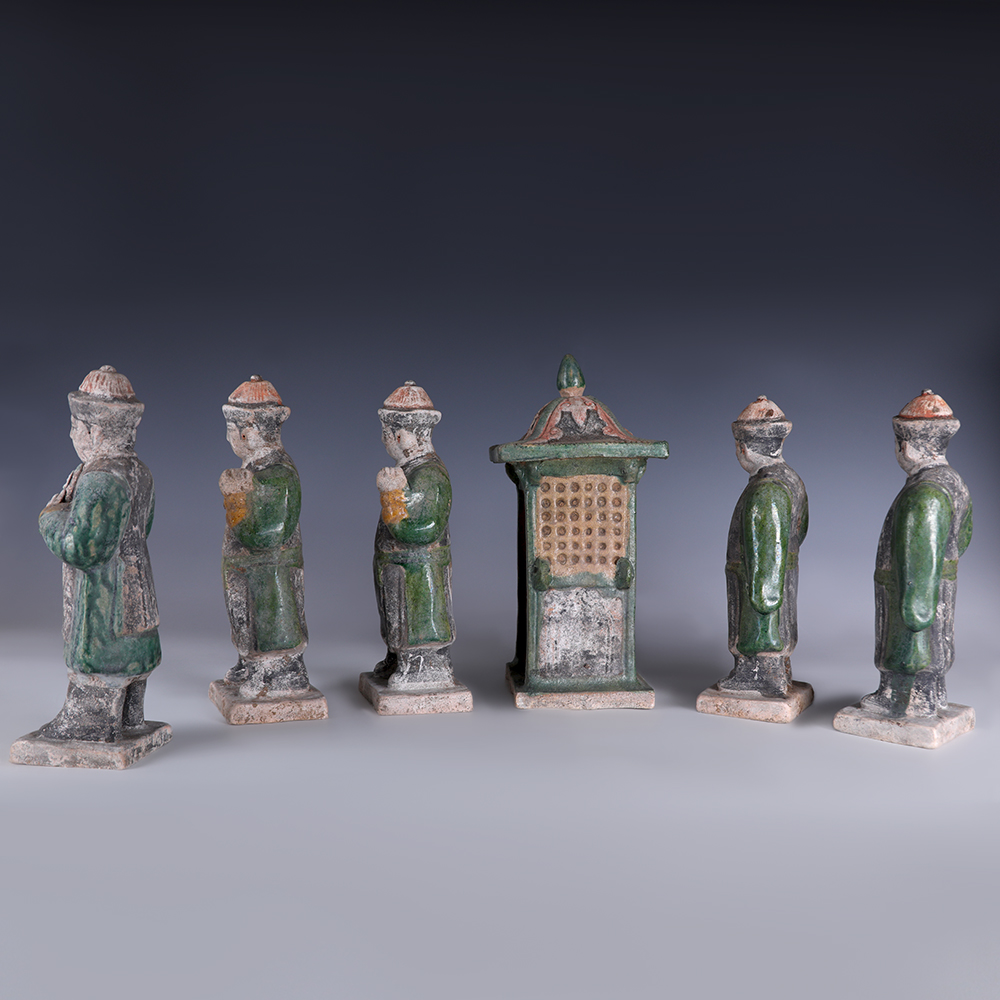 Ming Dynasty Glazed Attendants and Palanquin Ming Dynasty Glazed Attendants and Palanquin