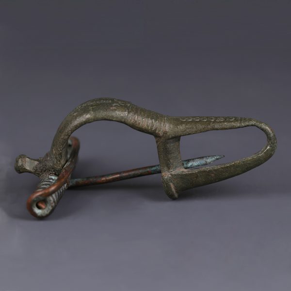 Ancient Roman Bronze P-Shaped Brooch