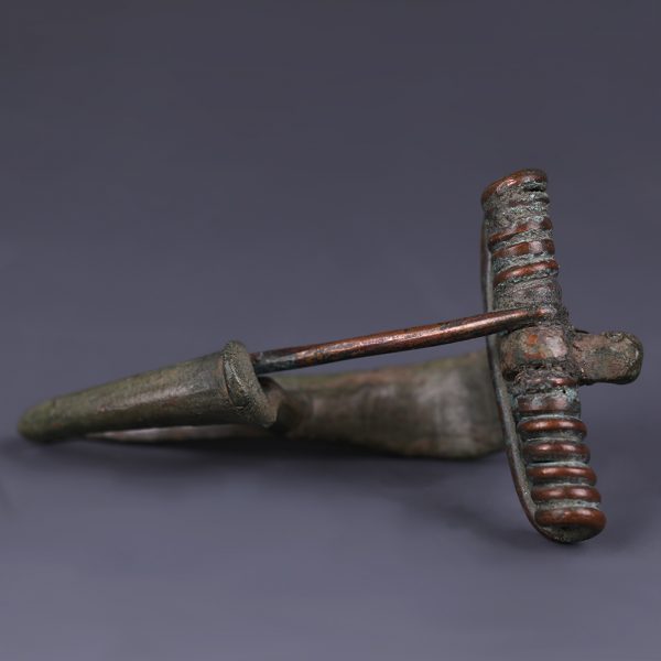Ancient Roman Bronze P-Shaped Brooch