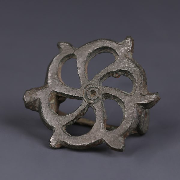 Ancient Roman Bronze Openwork Brooch