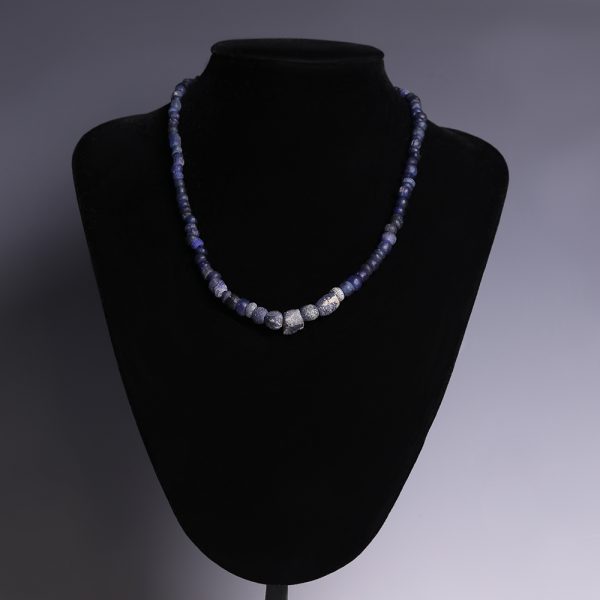 Roman Dark Blue Glass Beaded Necklace