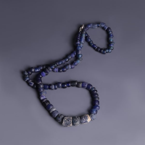 Roman Dark Blue Glass Beaded Necklace