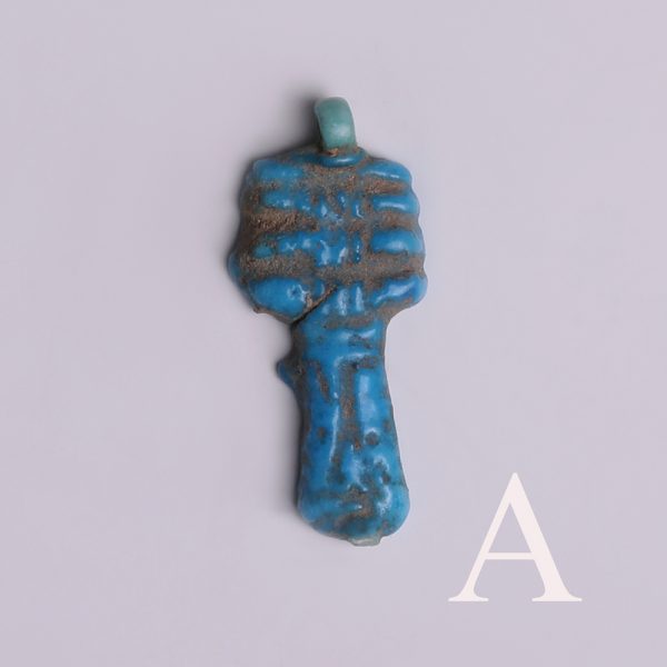 Selection of Egyptian Turquoise Faience Djed Pillar Amulets