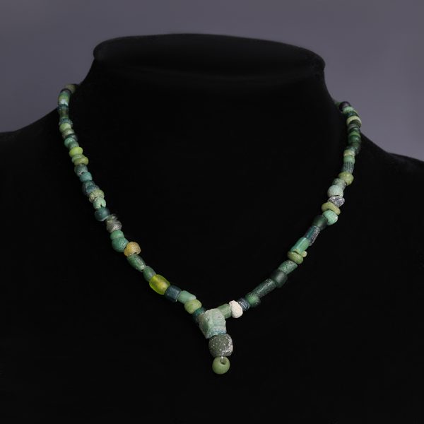 Roman Green Glass and Hardstone Beaded Necklace