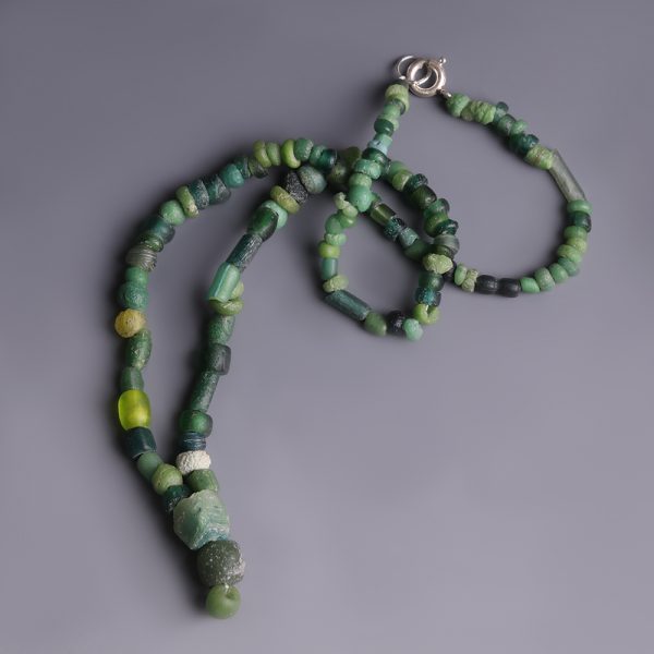 Roman Green Glass and Hardstone Beaded Necklace