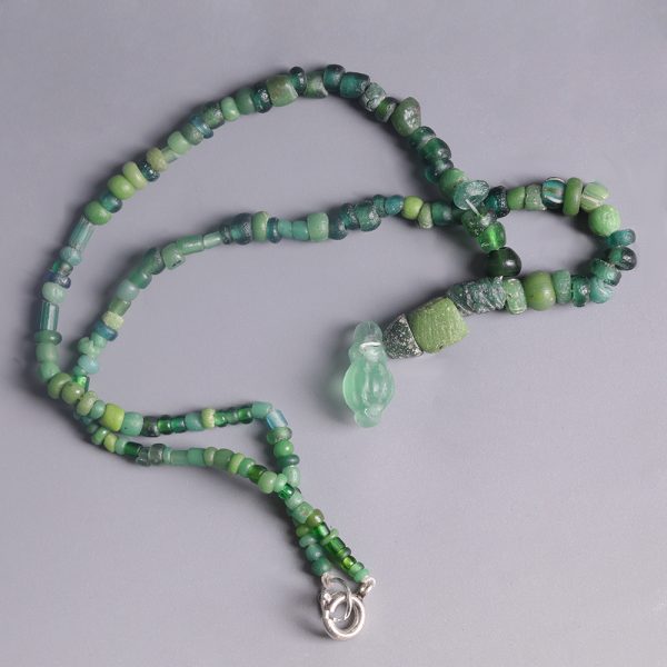 Ancient Roman Green Glass Necklace