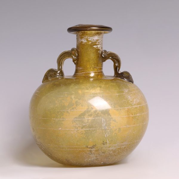 Ancient Roman Yellow Glass Aryballos