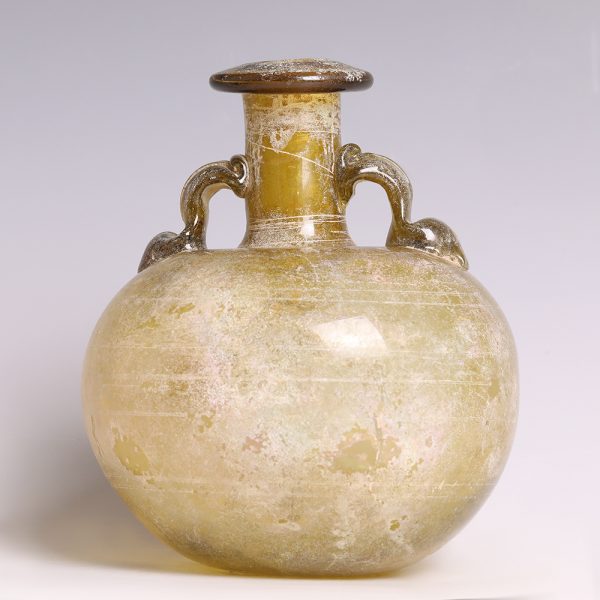 Ancient Roman Yellow Glass Aryballos