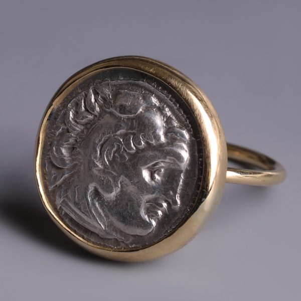 Alexander the Great Silver Drachm Ring