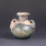Ancient Roman Glass Aryballos with Handles