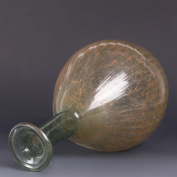 Ancient Roman Green Glass Flask