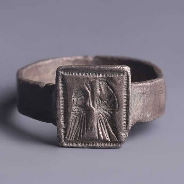 Medieval Bronze Iconographic Ring with the Annunciation