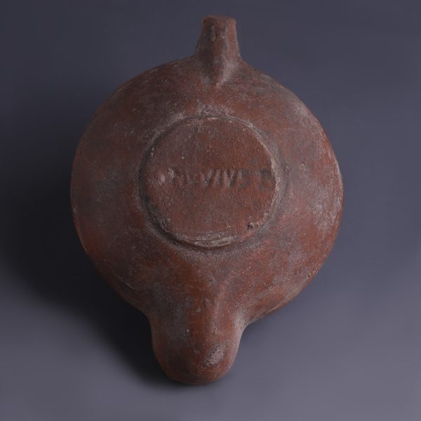 Ancient Roman Terracotta Oil Lamp with Africa