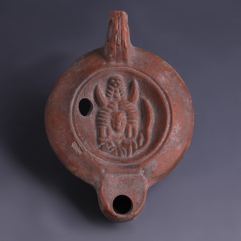 Ancient Roman Terracotta Oil Lamp with Africa Ancient Roman Terracotta Oil Lamp with Africa