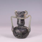 Ancient Roman Glass Aryballos with Two Handles