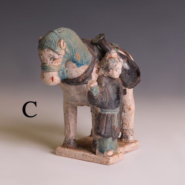 Selection of Ming Dynasty Glazed Horse and Handler Figurines