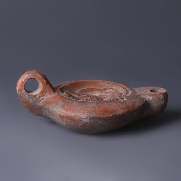 Ancient Roman Terracotta Oil Lamp with Africa