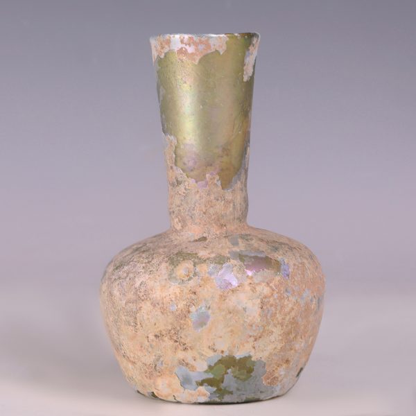 Roman Yellow Glass Bottle with Funnel Neck