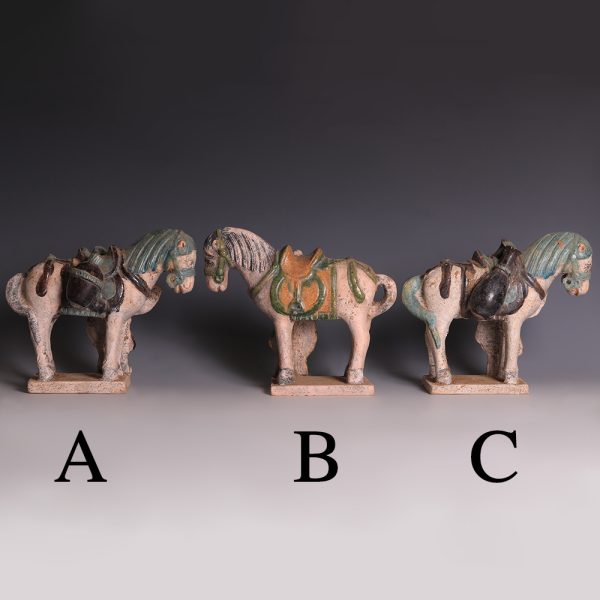 Selection of Ming Dynasty Glazed Horse and Handler Figurines