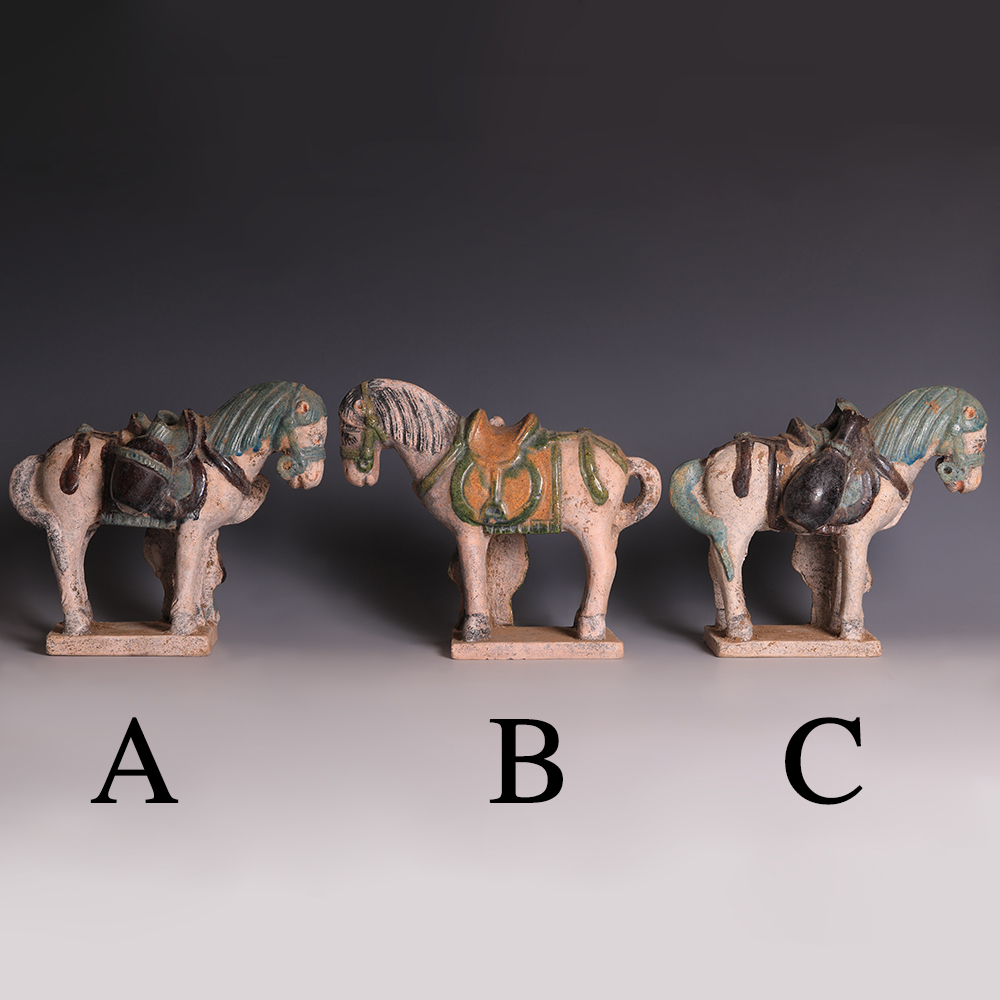 Selection of Ming Dynasty Glazed Horse and Handler Figurines Selection of Ming Dynasty Glazed Horse and Handler Figurines
