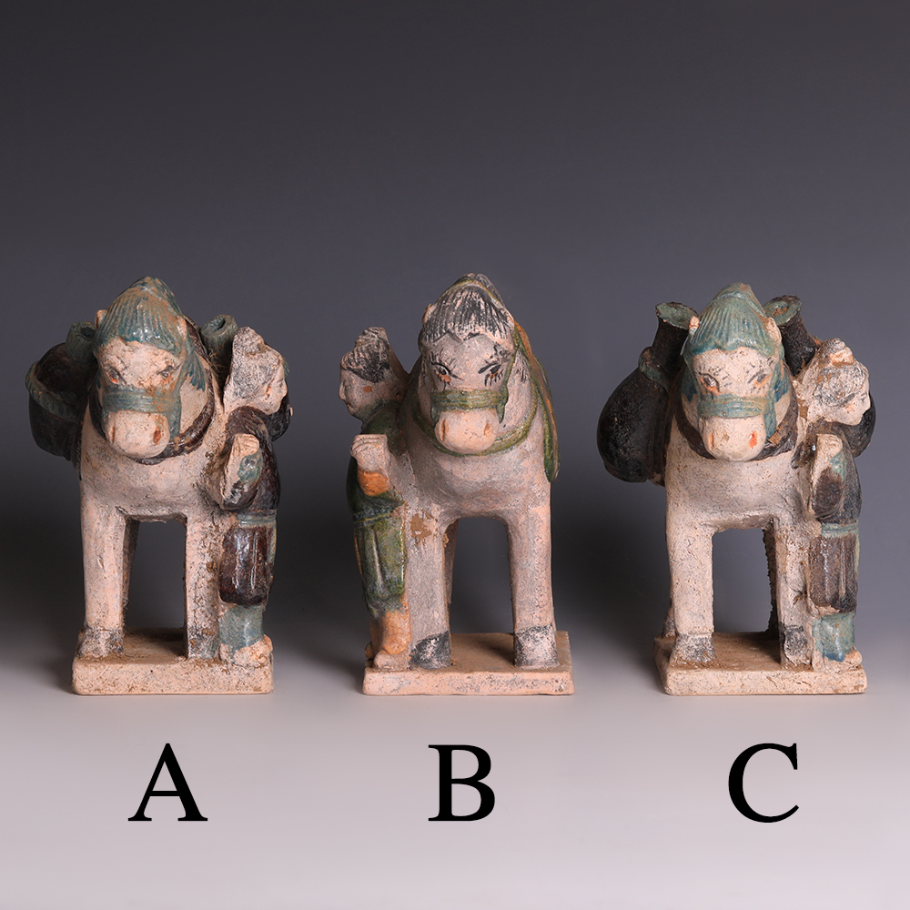 Selection of Ming Dynasty Glazed Horse and Handler Figurines Selection of Ming Dynasty Glazed Horse and Handler Figurines